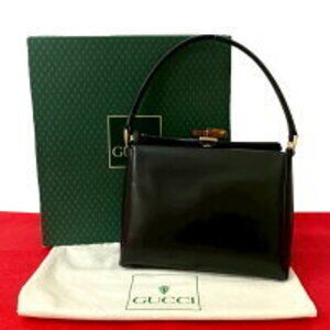 GUCCI bamboo turnlock leather handbag black bag